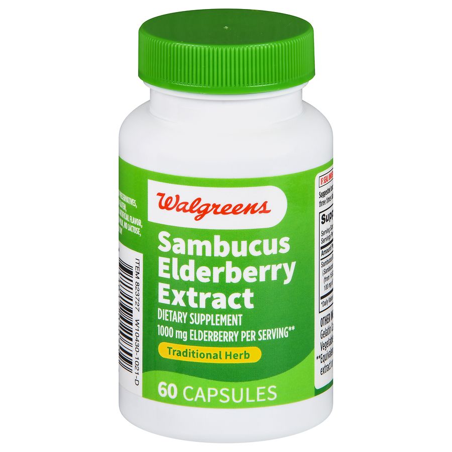 Walgreens Sambucus Elderberry Extract 1000 mg Capsules (60 days