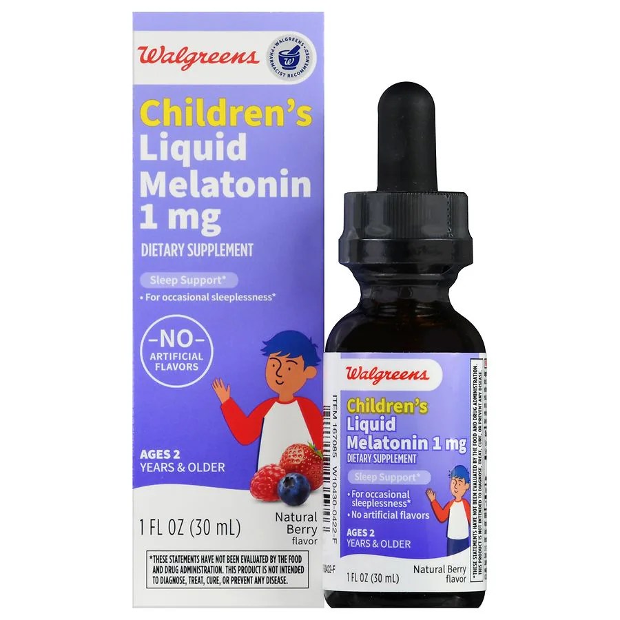 Walgreens Children's Liquid Melatonin 1 mg Natural Berry Walgreens
