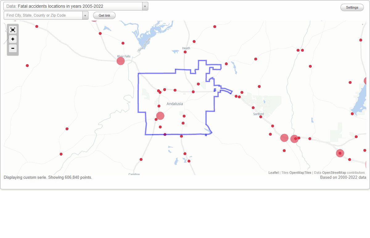 Fatal car crashes and road traffic accidents in Andalusia, Alabama