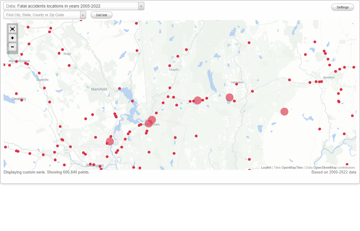 Fatal car crashes and road traffic accidents in Chaplin, Connecticut