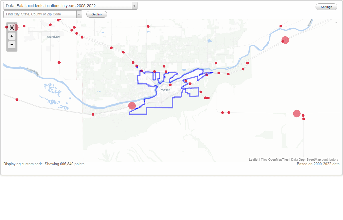Fatal car crashes and road traffic accidents in Prosser, Washington