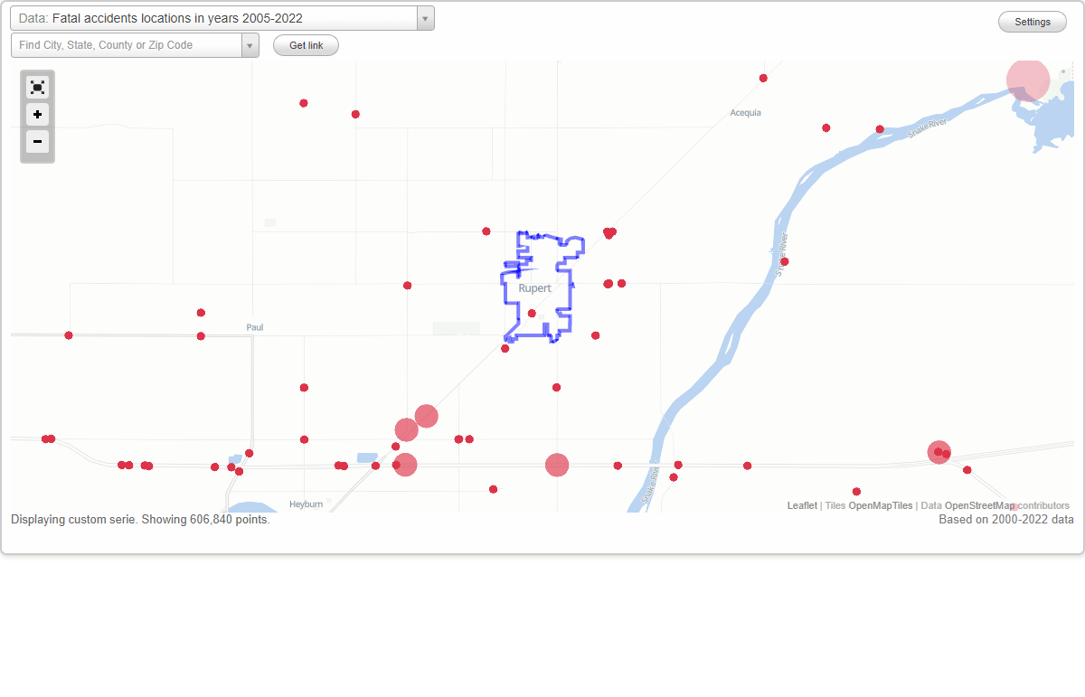 Fatal car crashes and road traffic accidents in Rupert, Idaho