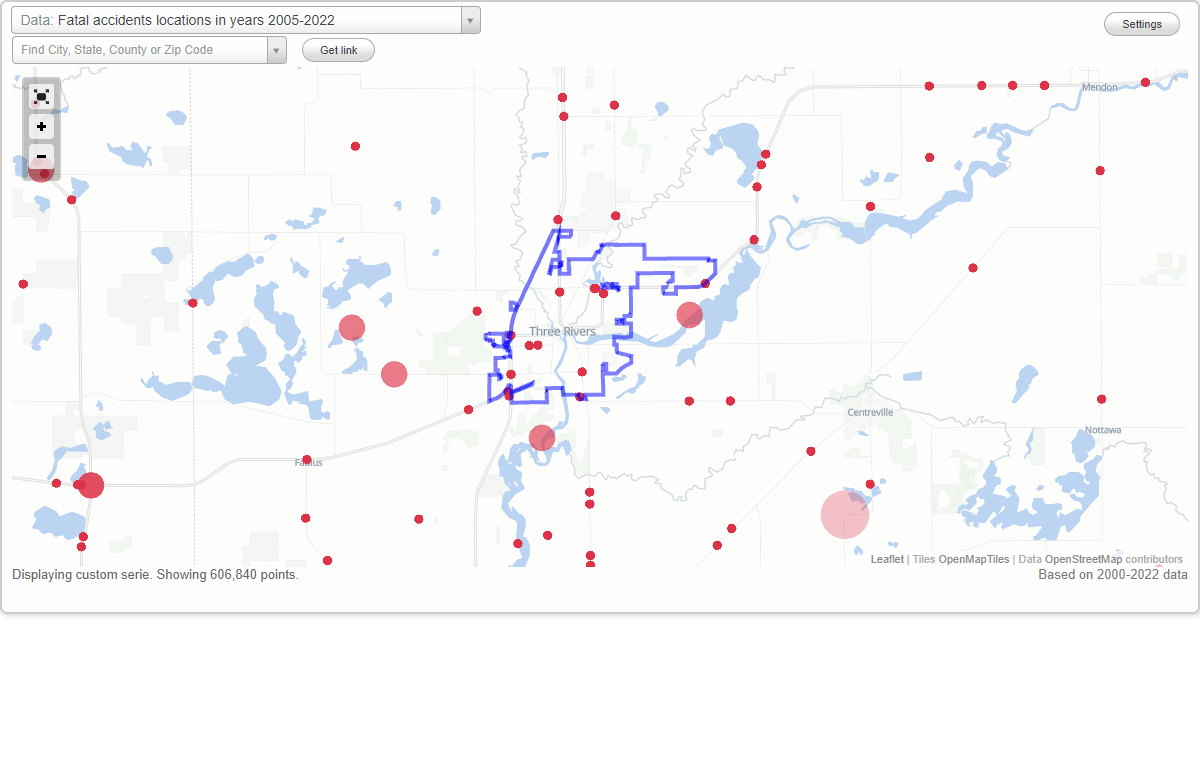 Fatal car crashes and road traffic accidents in Three Rivers, Michigan