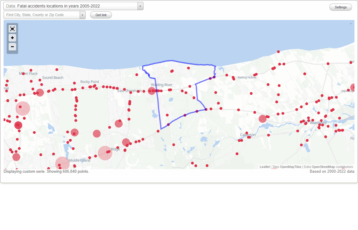 Fatal car crashes and road traffic accidents in Wading River, New York