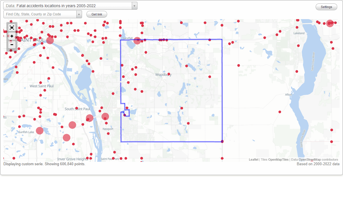 Fatal car crashes and road traffic accidents in Woodbury, Minnesota