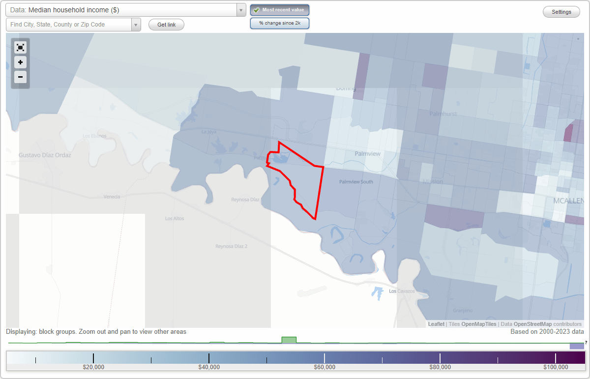 Abram, Texas (TX) map, earnings map, and wages data