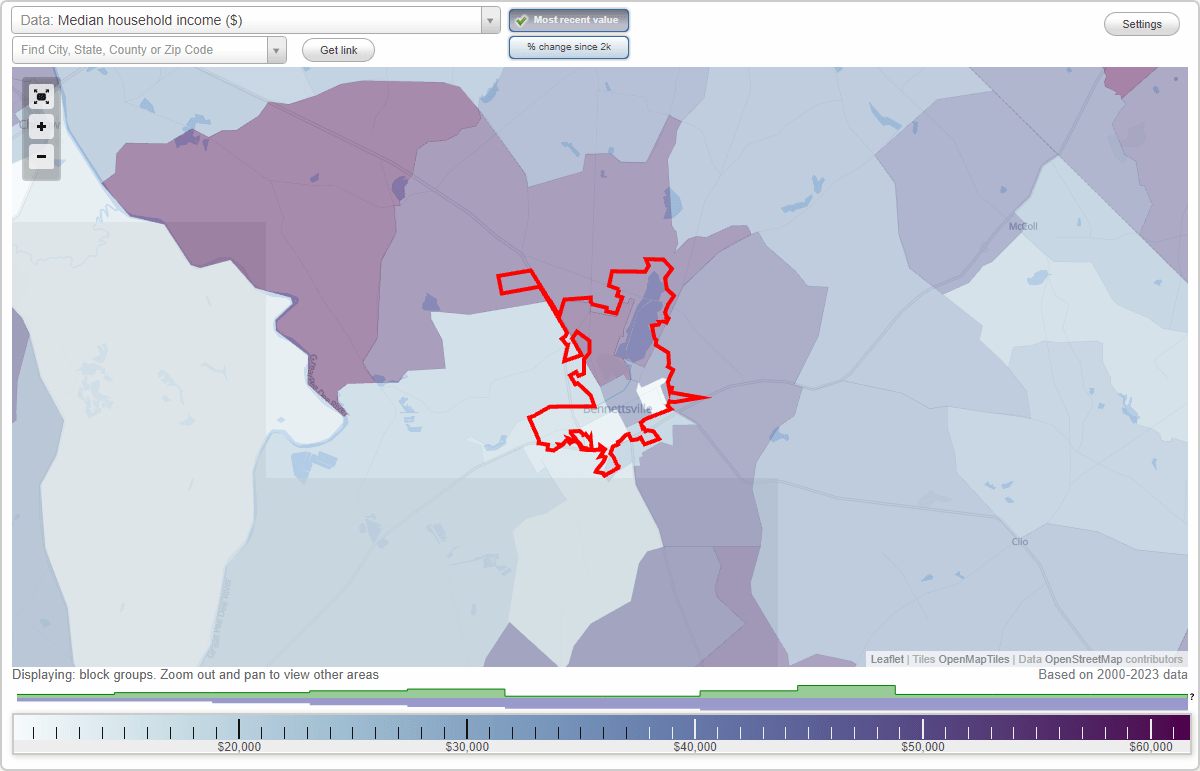 South Carolina (SC) map, earnings map, and wages data