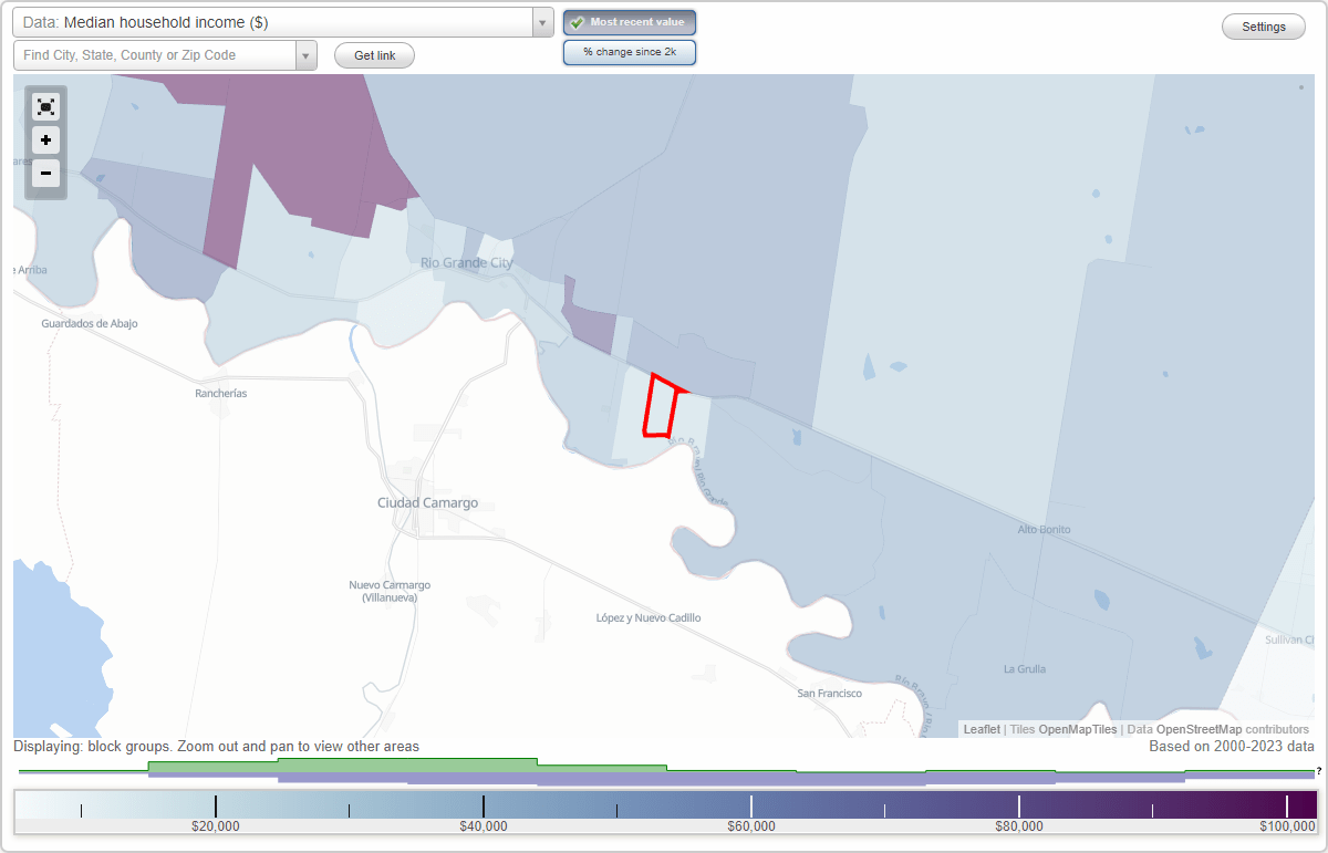 El Refugio, Texas (TX) map, earnings map, and wages data