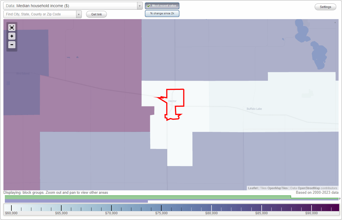 Hector, Minnesota (MN) map, earnings map, and wages data
