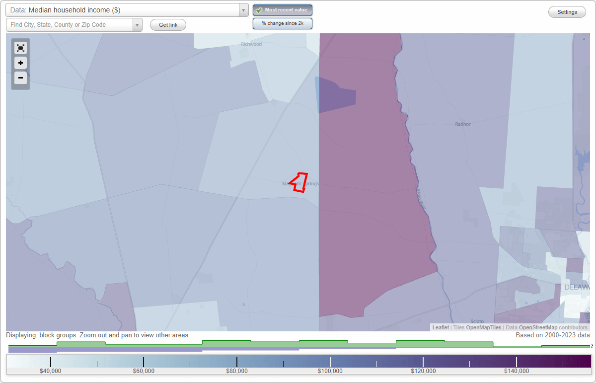 Springs, Ohio (OH) map, earnings map, and wages data