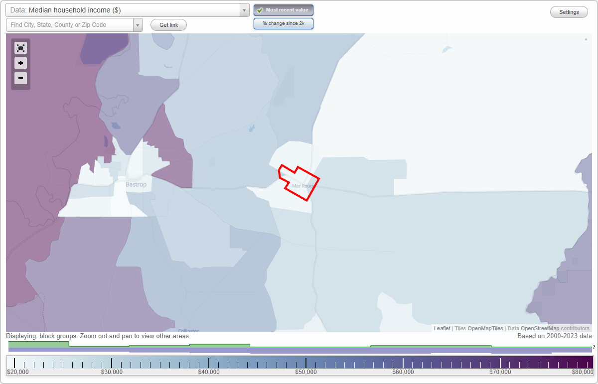 Mer Rouge, Louisiana (LA) map, earnings map, and wages data