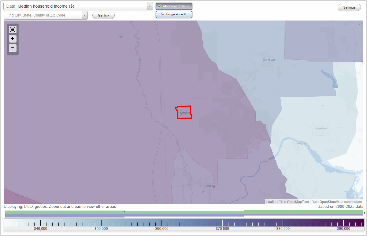 Plymouth, Utah (UT) map, earnings map, and wages data