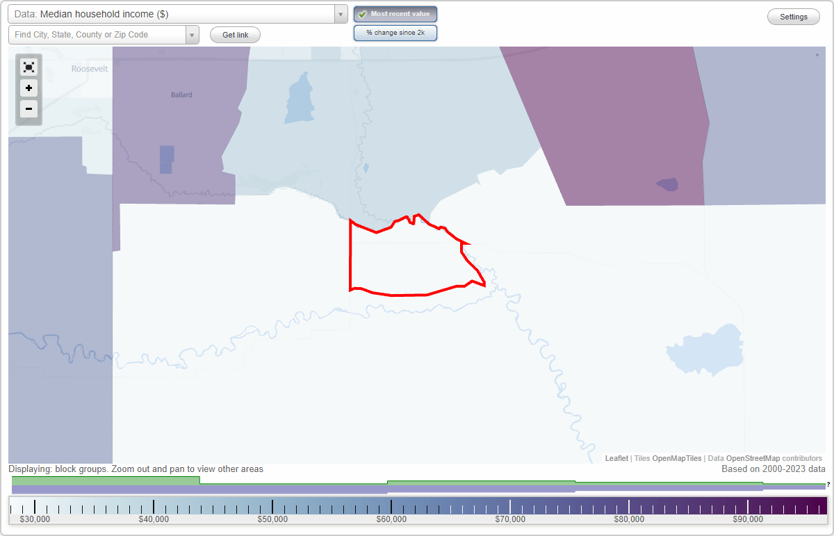 Randlett, Utah (UT) map, earnings map, and wages data