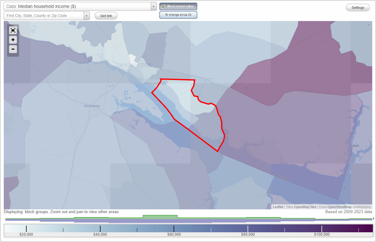 River Road, North Carolina (NC) map, earnings map, and wages data
