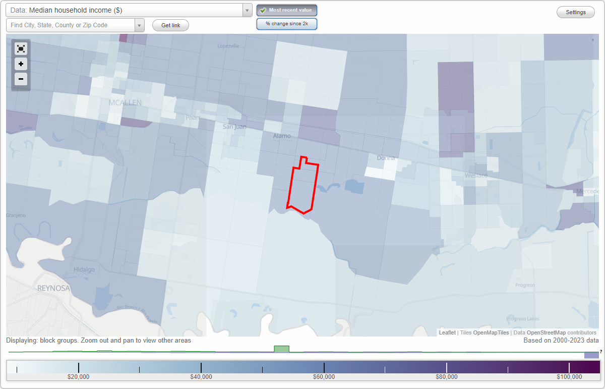 South Alamo, Texas (TX) map, earnings map, and wages data