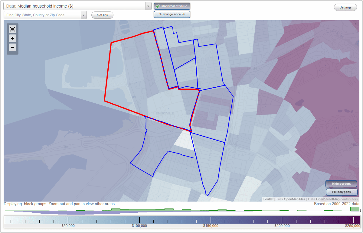 Emeryville, CA Neighborhood Map House Prices, Occupations