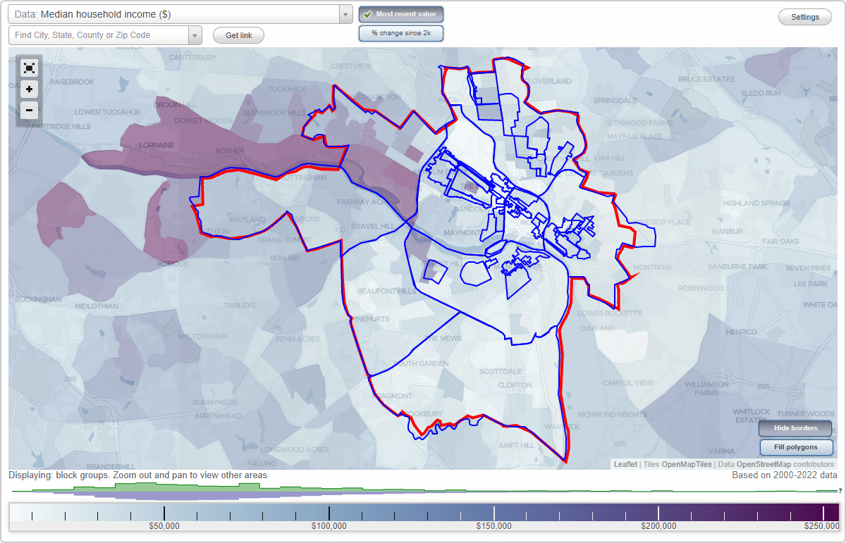 Richmond, VA Neighborhood Map House Prices, Occupations