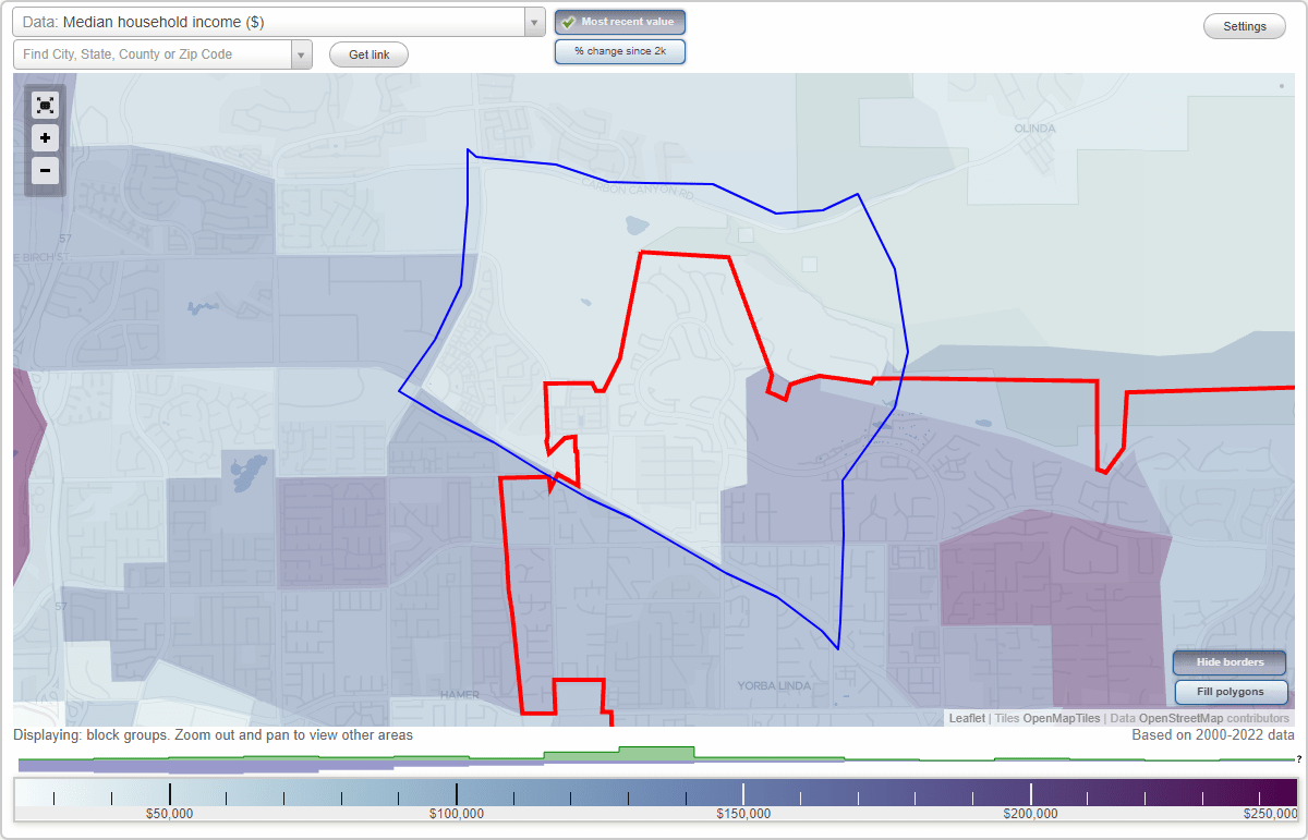 Yorba Linda, CA Neighborhood Map House Prices, Occupations