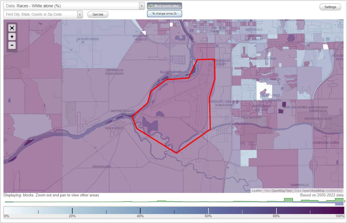 Airport neighborhood in Rockford, Illinois (IL), 61109 subdivision