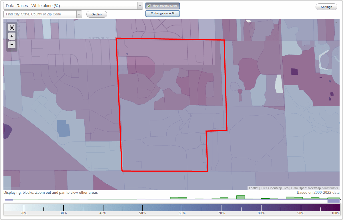 Ridgemoor neighborhood in Grand Rapids, Michigan (MI), 49546