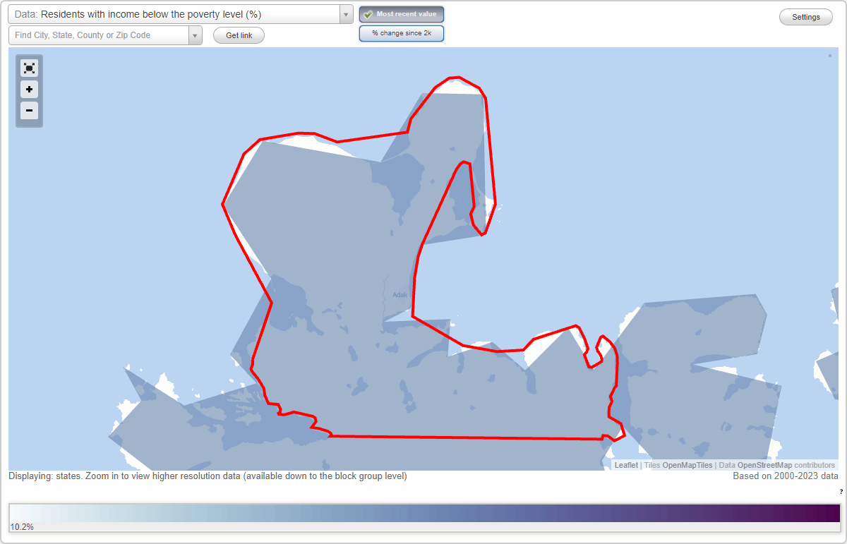 Adak, Alaska (AK) poverty rate data information about poor and low