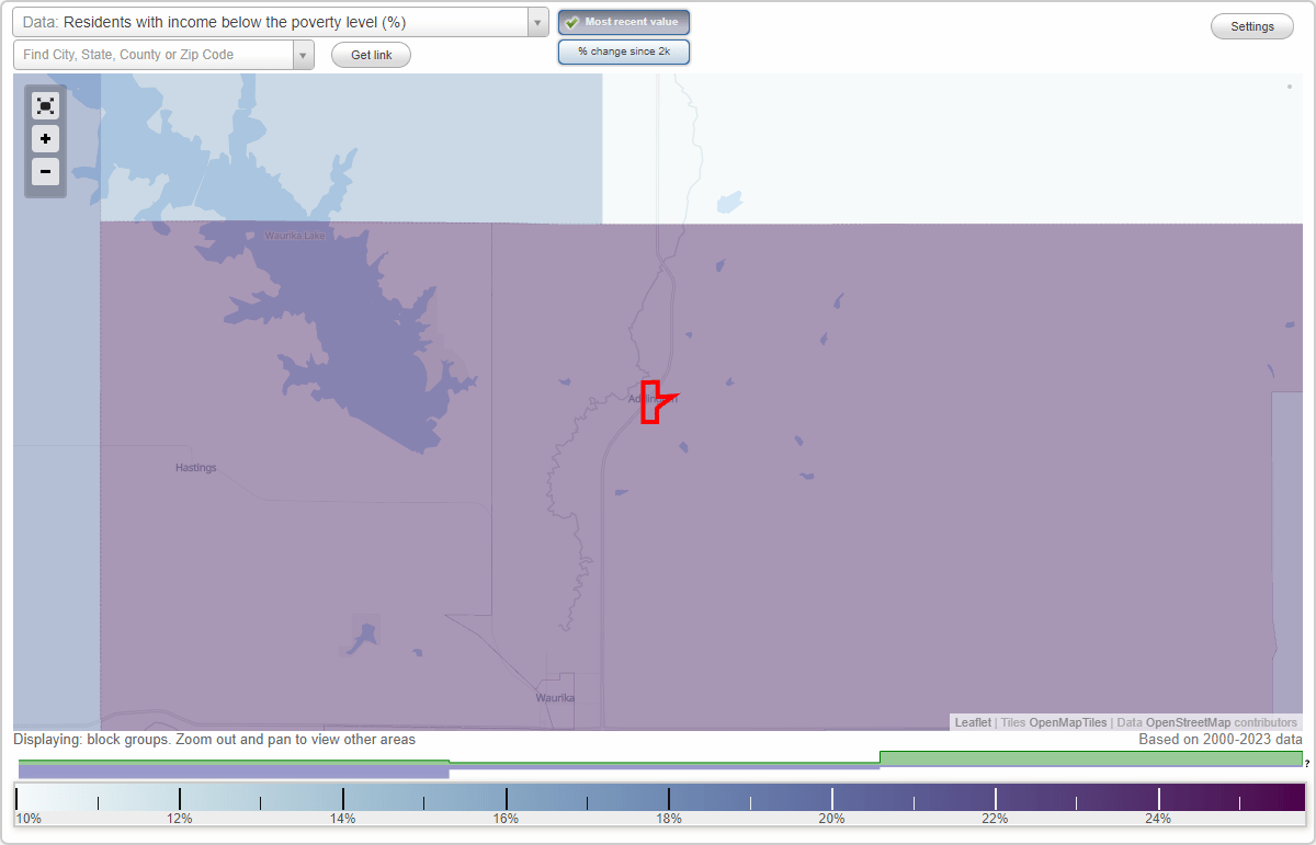 Addington, Oklahoma (OK) poverty rate data information about poor and
