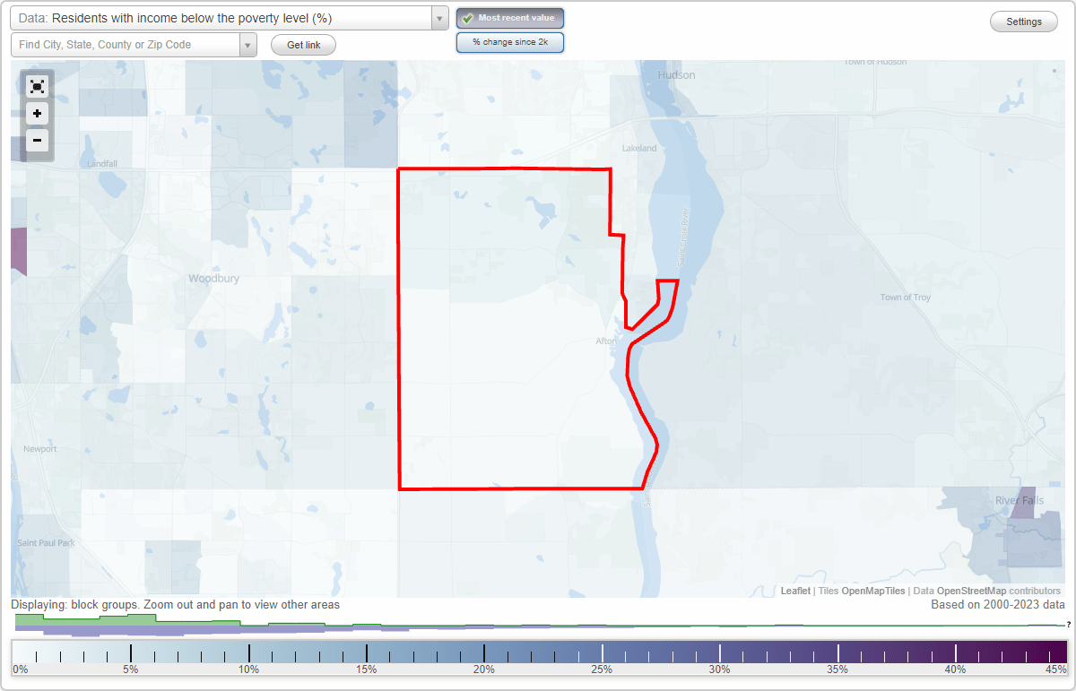 Afton, Minnesota (MN) poverty rate data information about poor and