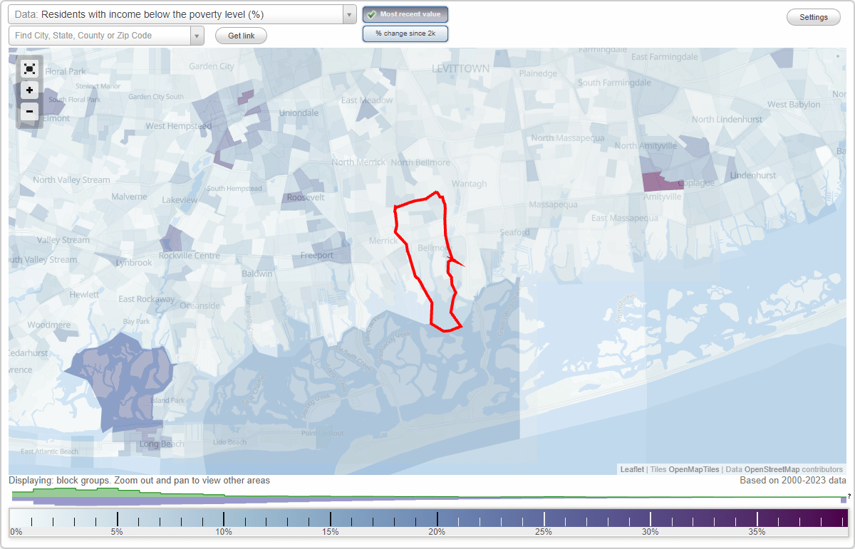 Bellmore, New York (NY) poverty rate data information about poor and