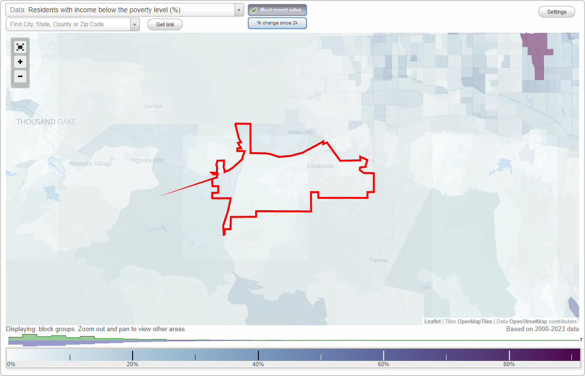 Calabasas, California (CA) poverty rate data information about poor