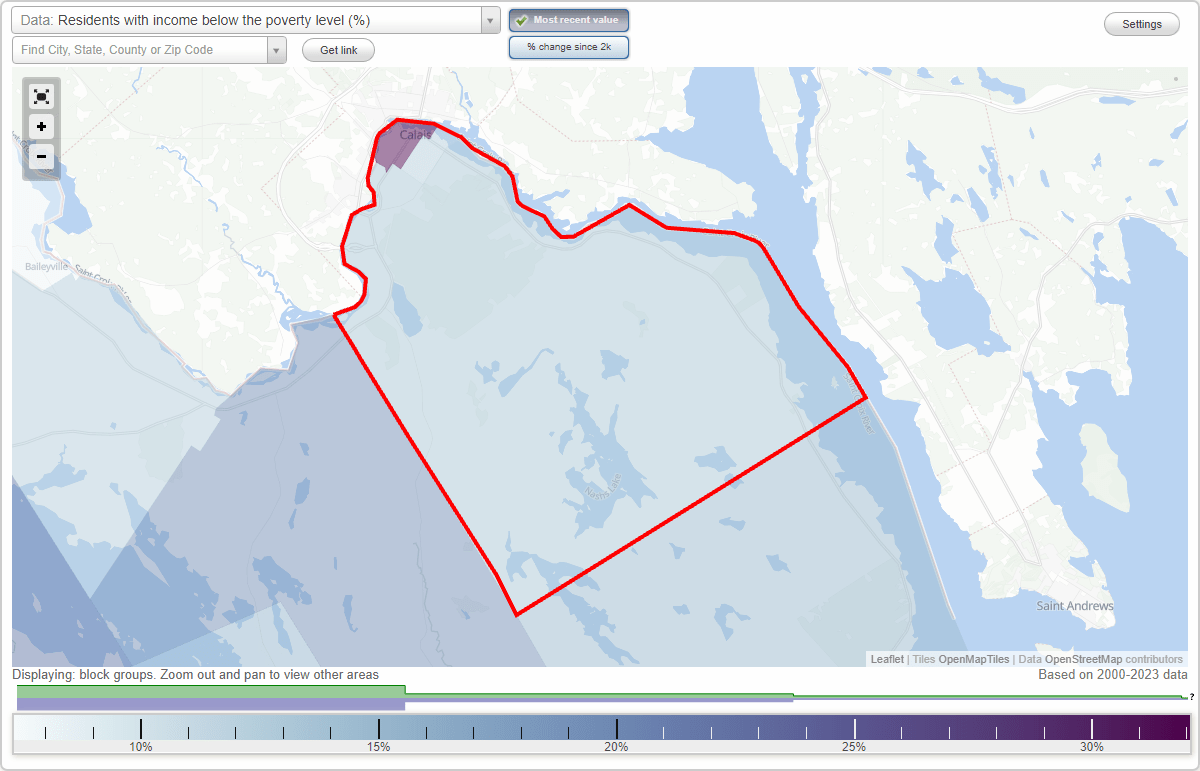 Calais, Maine (ME) poverty rate data information about poor and low