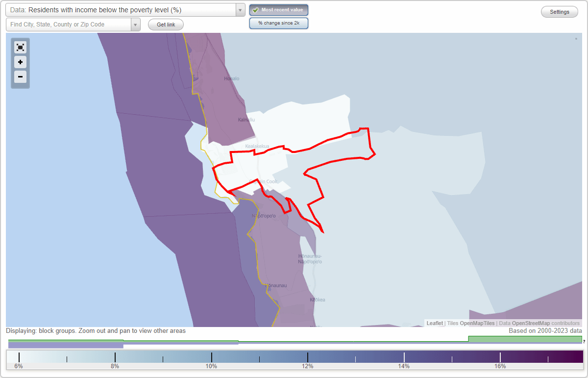 Captain Cook, Hawaii (HI) poverty rate data information about poor