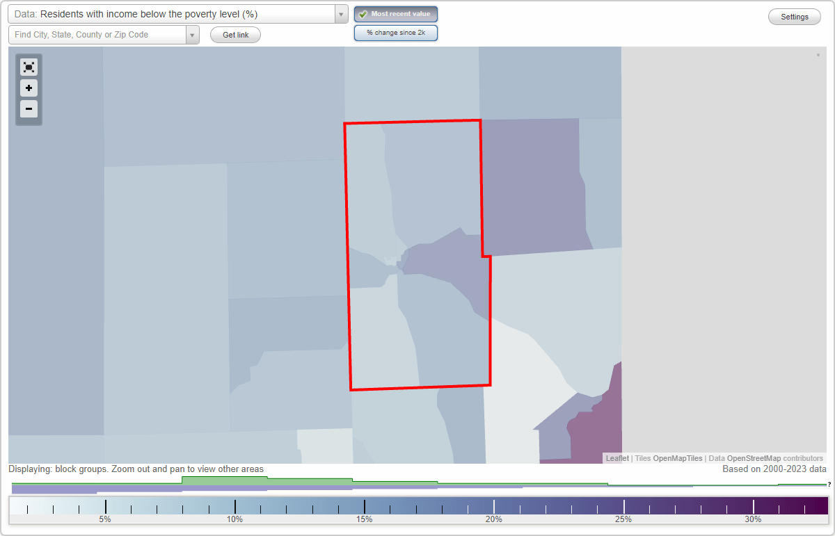 Caribou, Maine (ME) poverty rate data information about poor and low