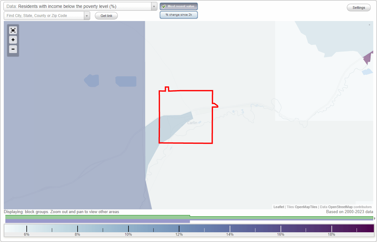 Carlin, Nevada (NV) poverty rate data information about poor and low