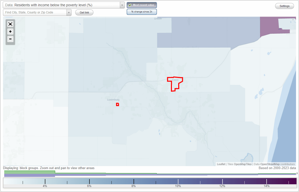 Casco, Wisconsin (WI) poverty rate data information about poor and residents living