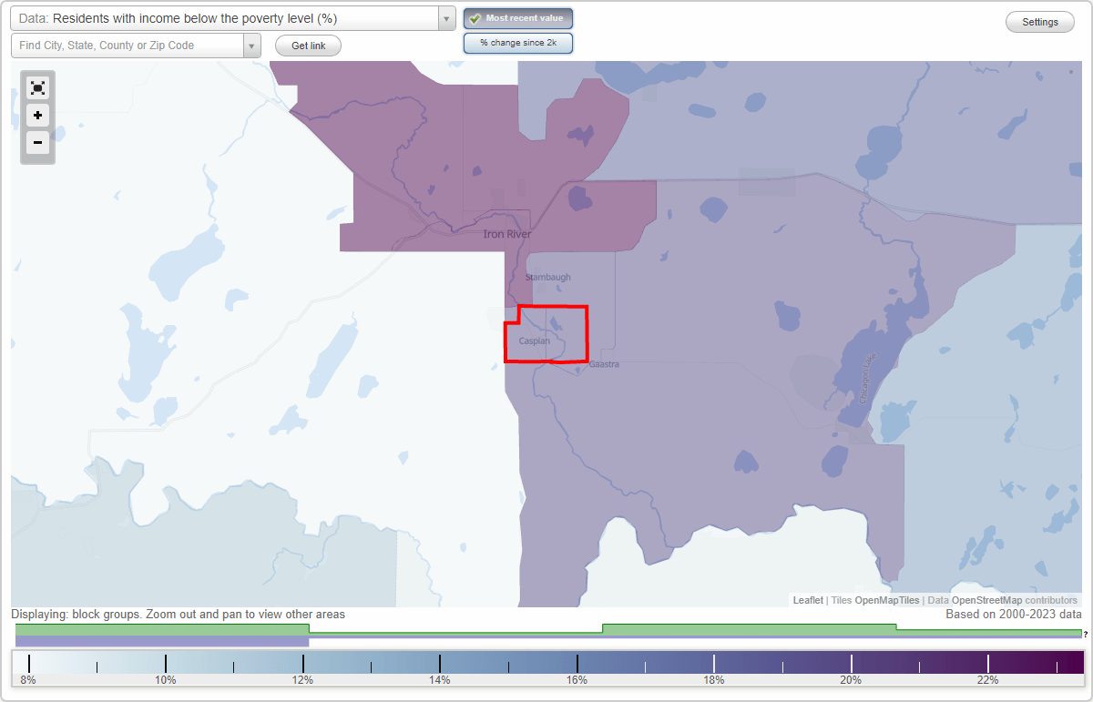 Caspian, Michigan (MI) poverty rate data information about poor and
