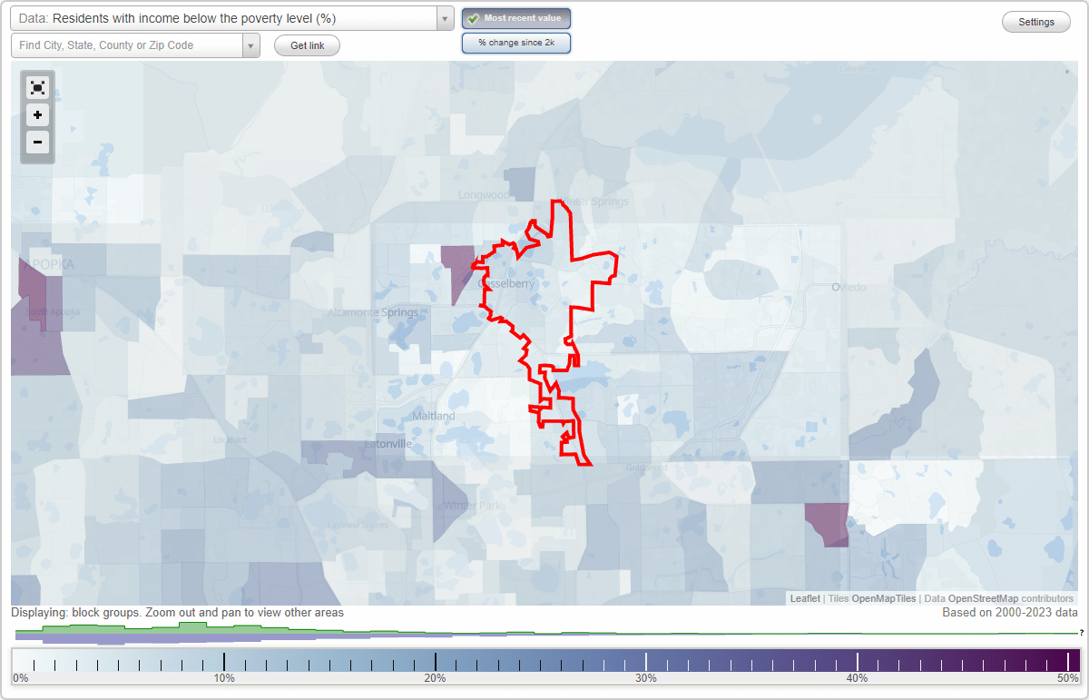 Casselberry, Florida (FL) poverty rate data information about poor