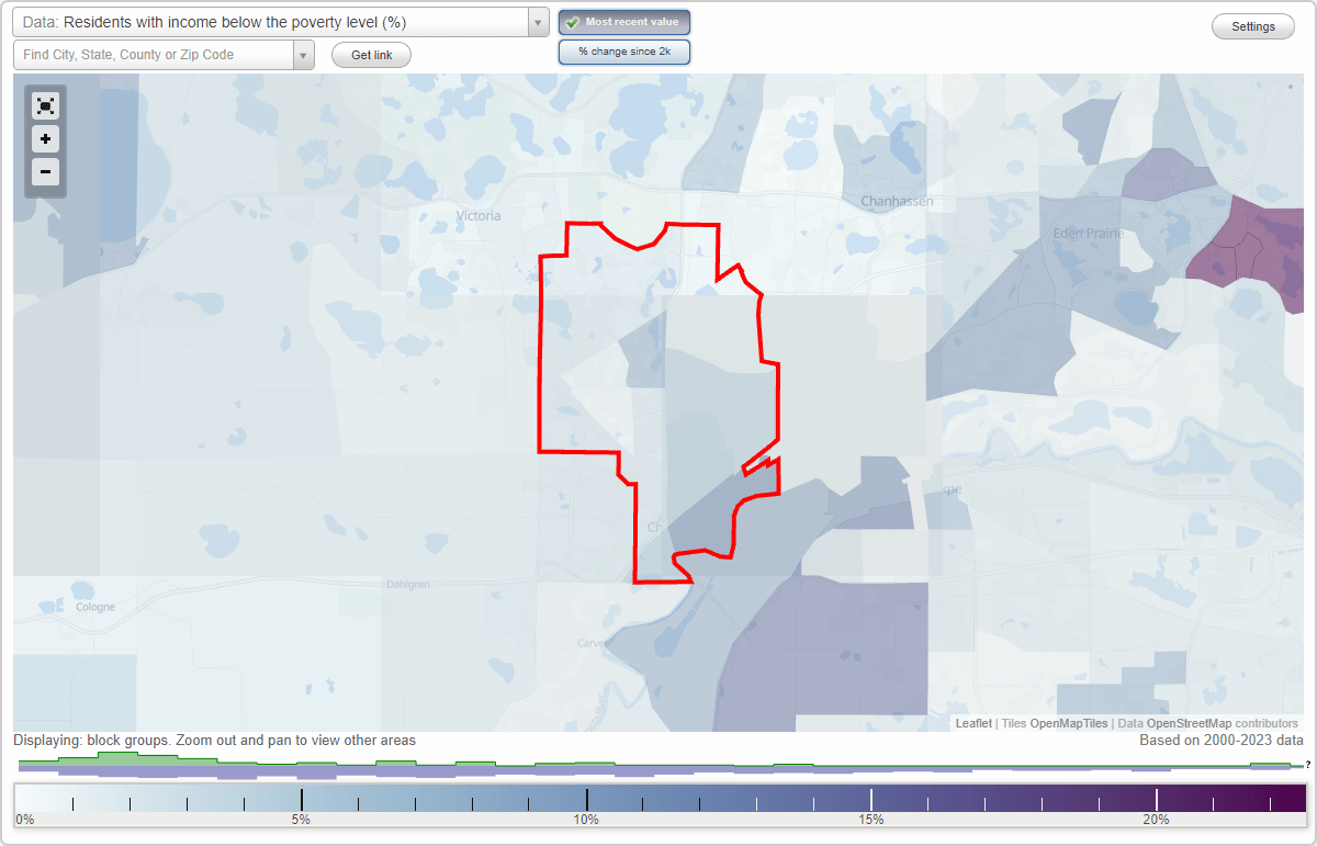 Chaska, Minnesota (MN) poverty rate data information about poor and