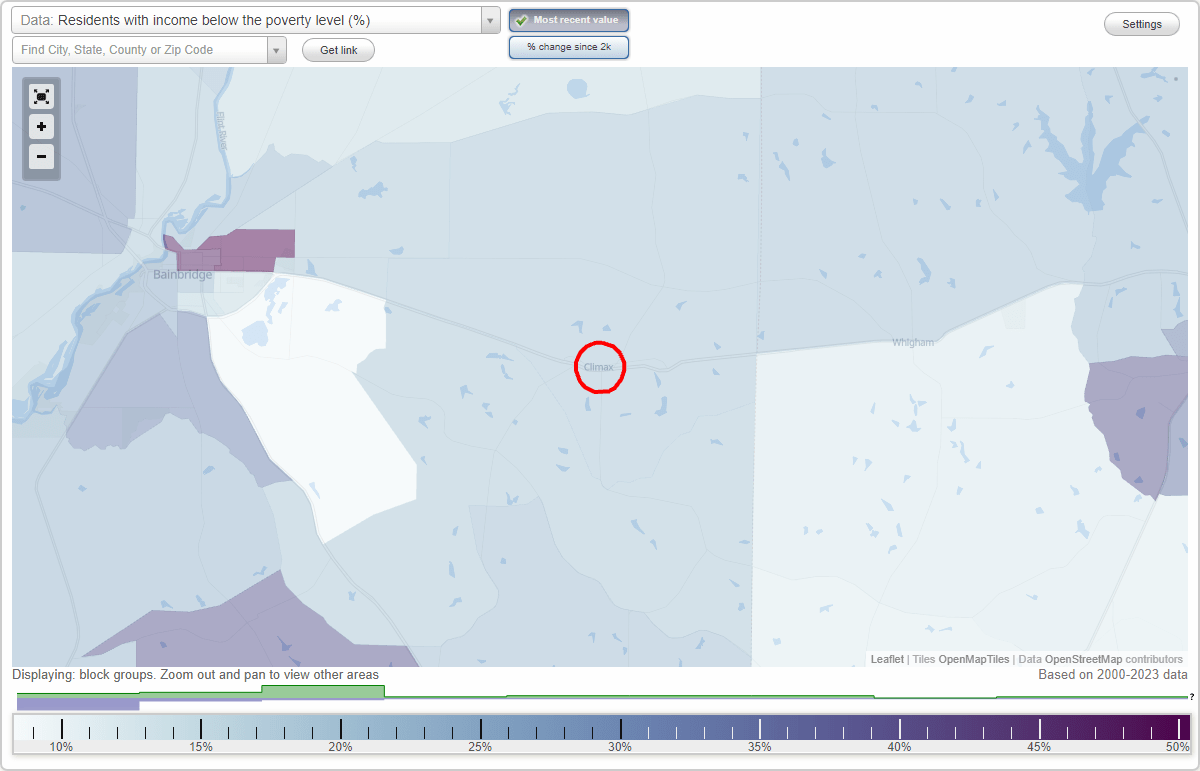 Climax, (GA) poverty rate data information about poor and low