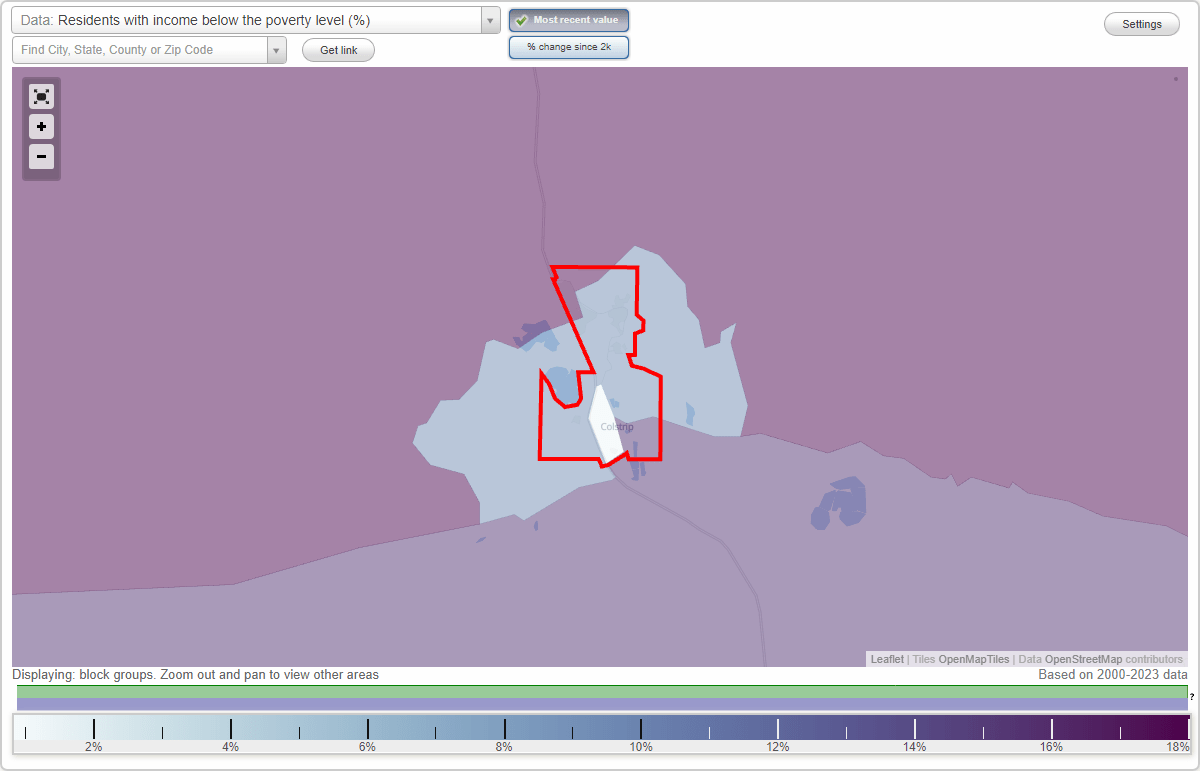 Colstrip, Montana (MT) poverty rate data information about poor and