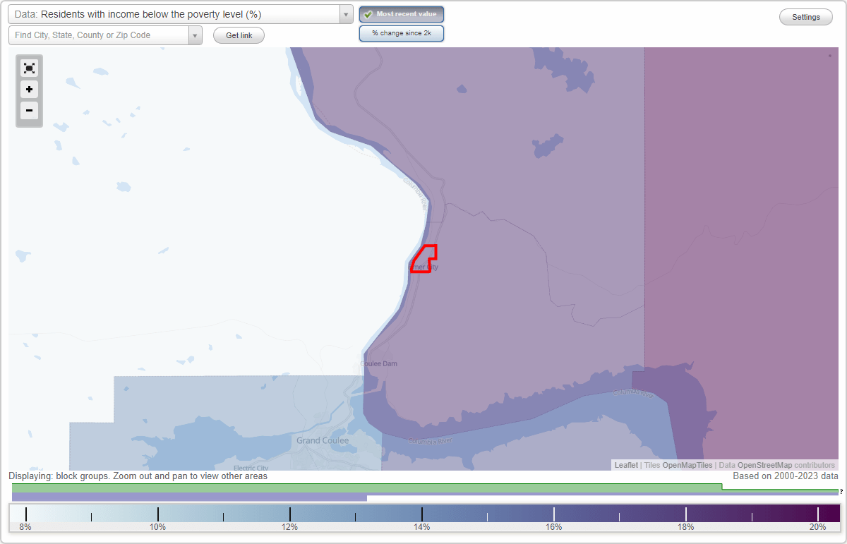 Elmer City, Washington (WA) poverty rate data information about poor