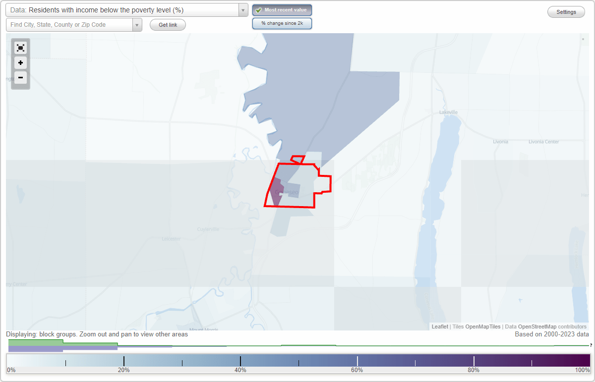 Geneseo, New York (NY) poverty rate data information about poor and