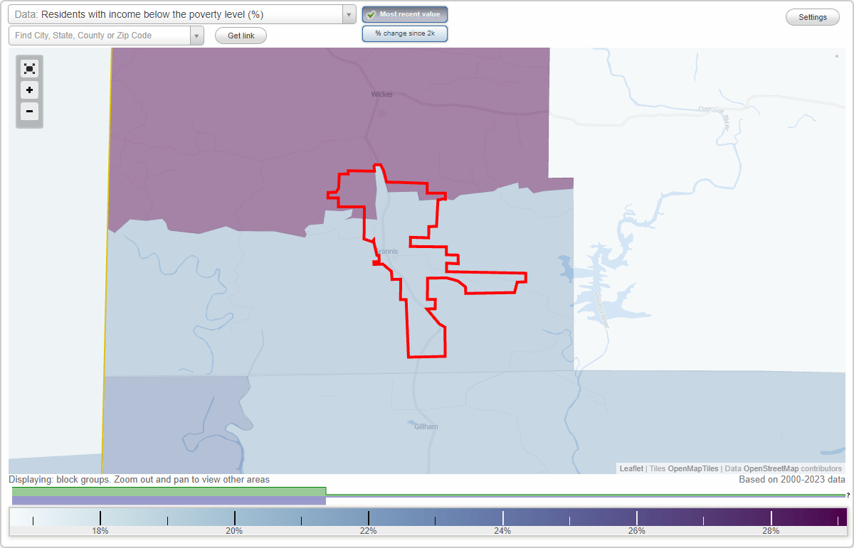 Grannis, Arkansas (AR) poverty rate data information about poor and