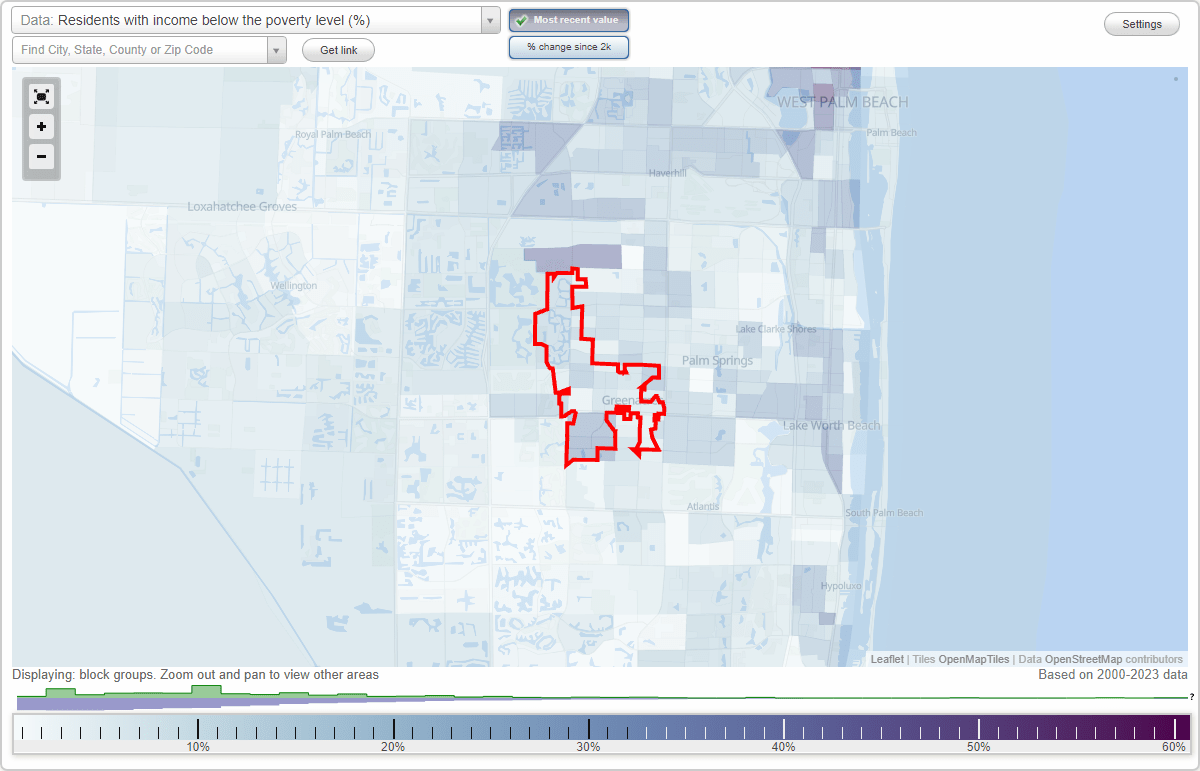 Greenacres, Florida (FL) poverty rate data information about poor and