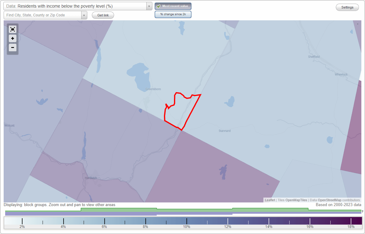 Greensboro Bend, Vermont (VT) poverty rate data information about