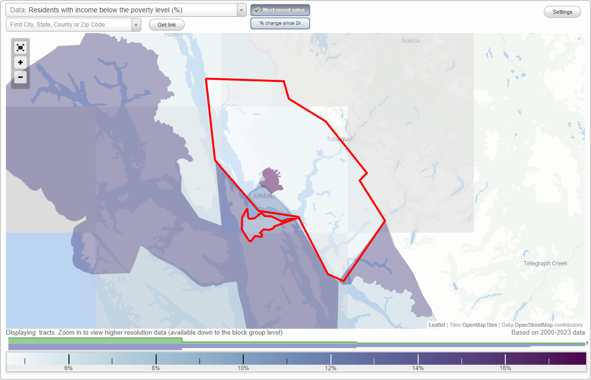 Juneau, Alaska (AK) poverty rate data information about poor and low