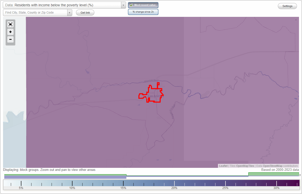 Las Animas, Colorado (CO) poverty rate data information about poor