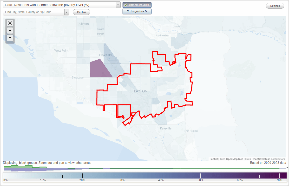 Layton, Utah (UT) poverty rate data information about poor and low