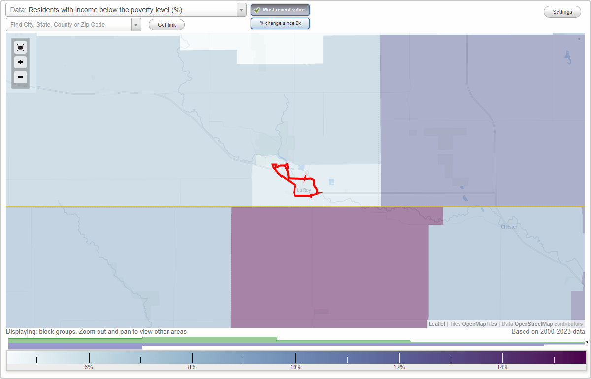 Le Roy, Minnesota (MN) poverty rate data information about poor and