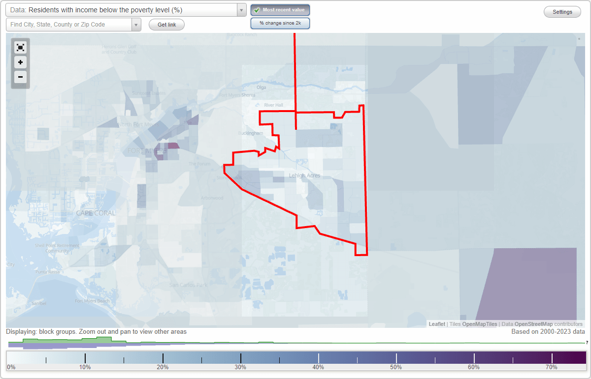Lehigh Acres, Florida (FL) poverty rate data information about poor and residents