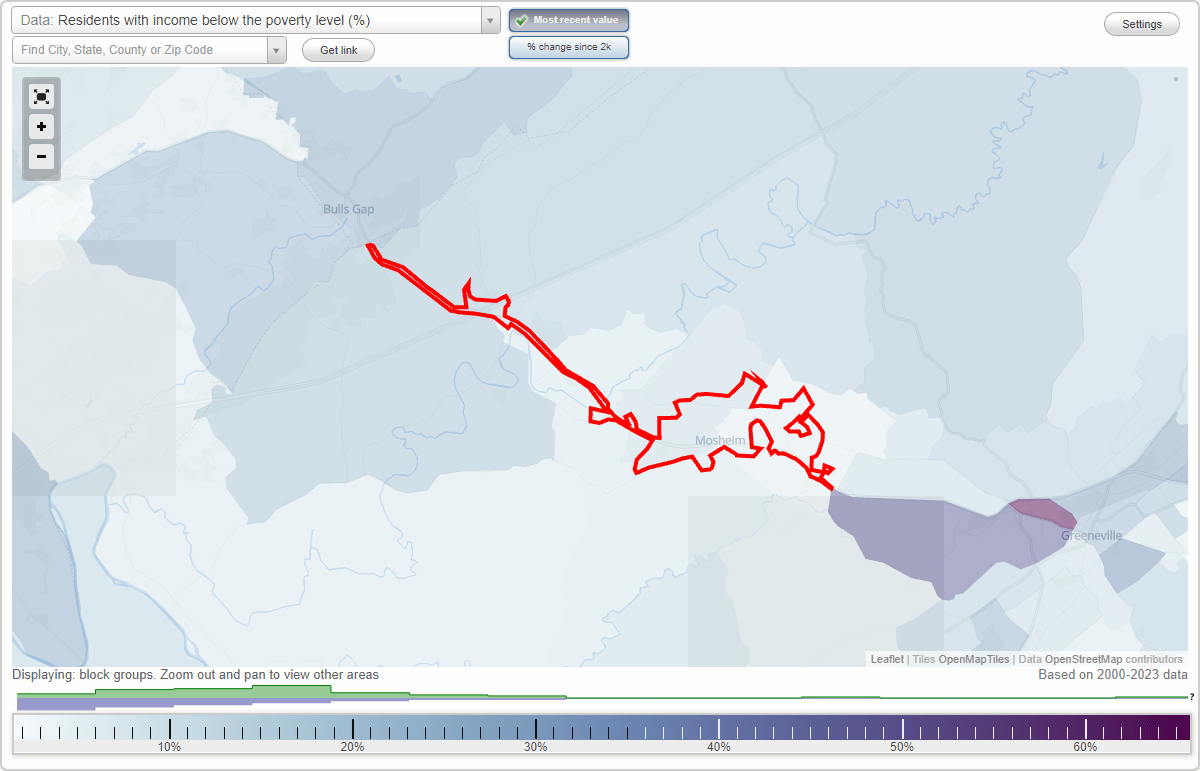 Mosheim, Tennessee (TN) poverty rate data information about poor and